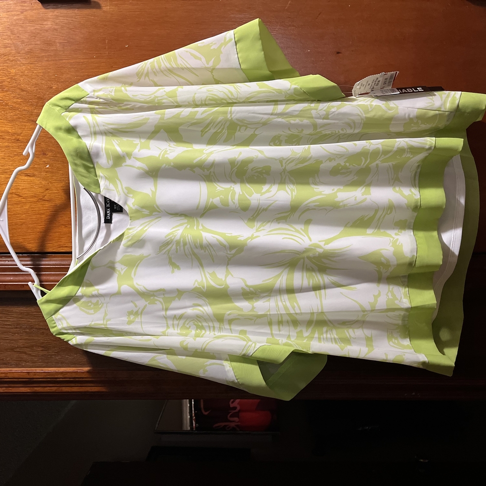 Green and White Floral Blouse